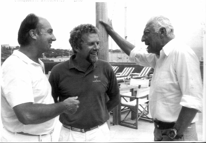 Cino Ricci con Giovanni Agnelli e l’Aga Khan i due principali sponsor di Azzura prima barca italiana a partecipare alla Coppa America 1983 